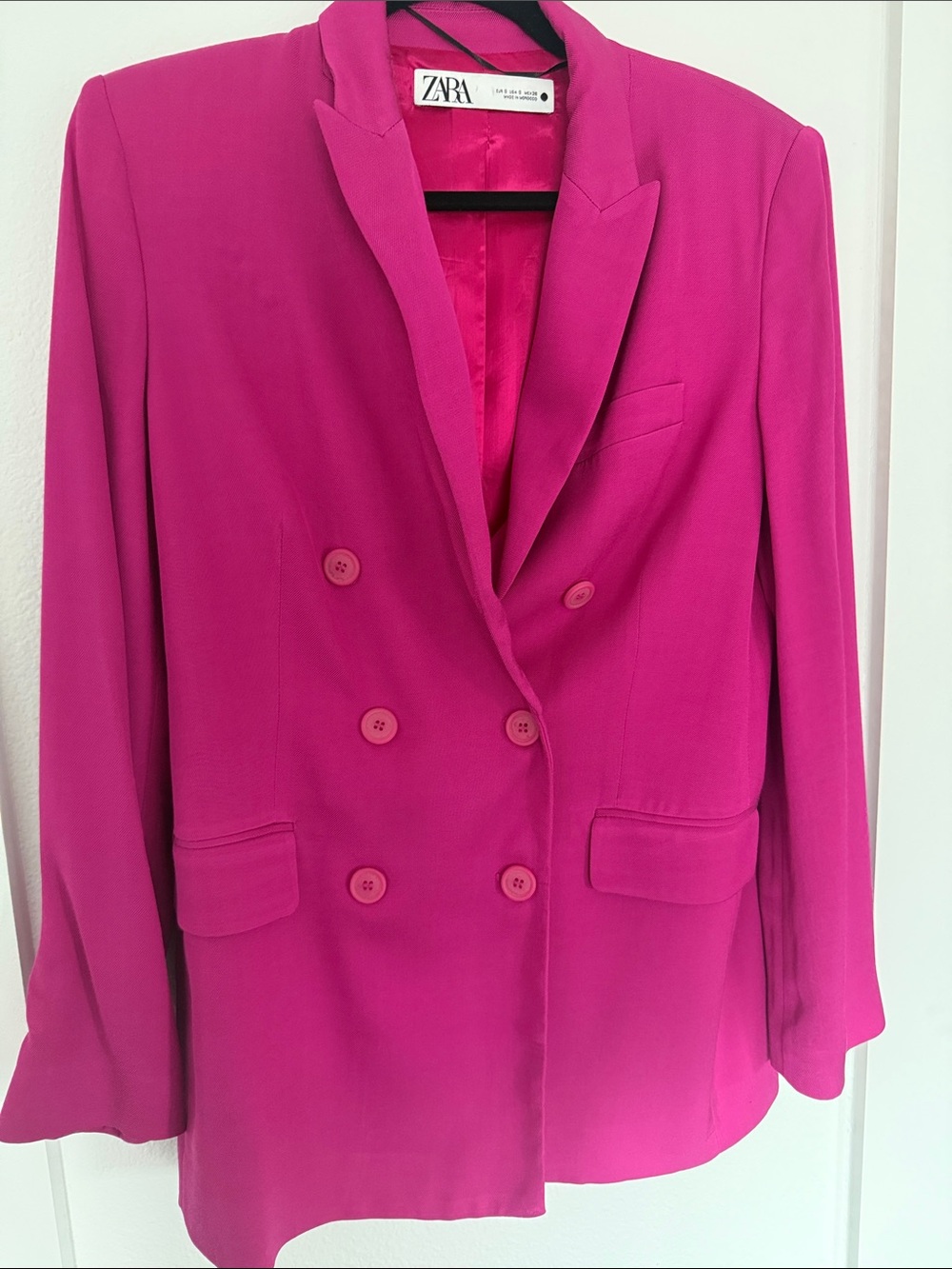 Zara Double-Breasted Fuchsia Blazer